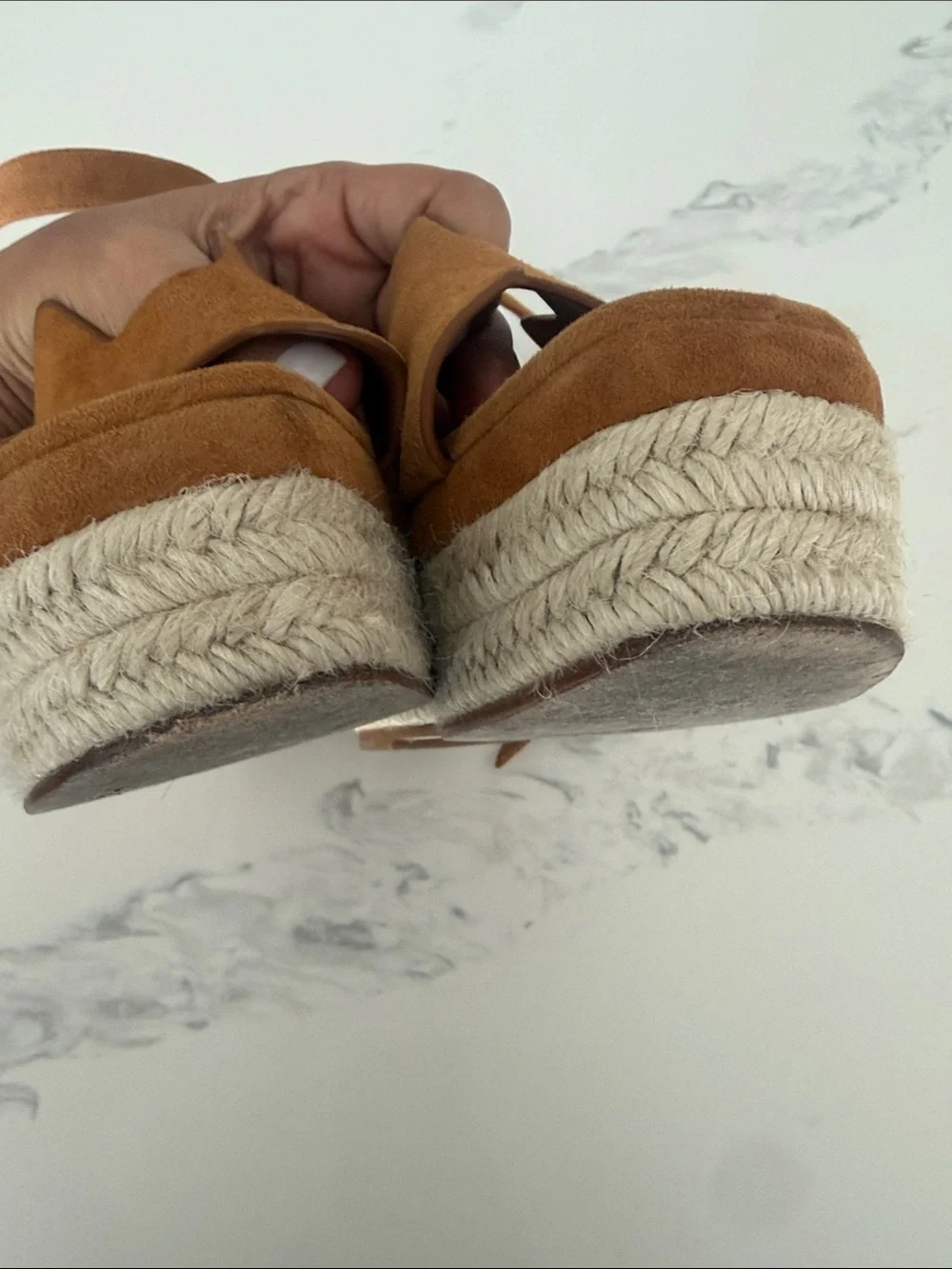Hermes Tan Suede Espadrille Wedge size 38 Sandals